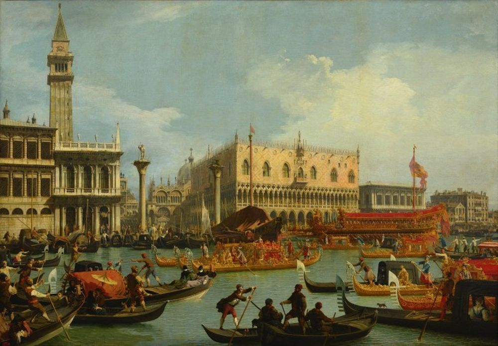 Canaletto - Bucentaur's return to the pier by the Palazzo Ducale.jpg